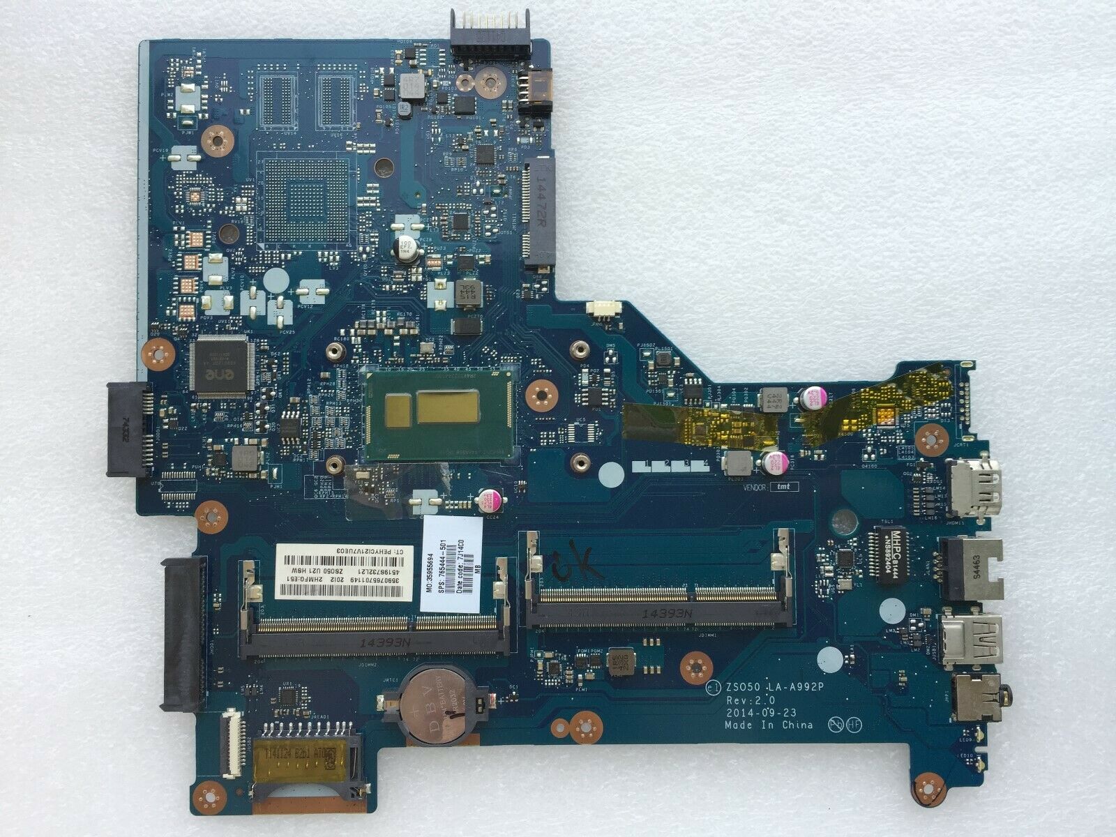 Motherboard For HP Pavilion 15 G 250 G3 laptop 765444-501 LA-A992P Motherboard For HP Pavilion 15 G 250 G3 - Click Image to Close