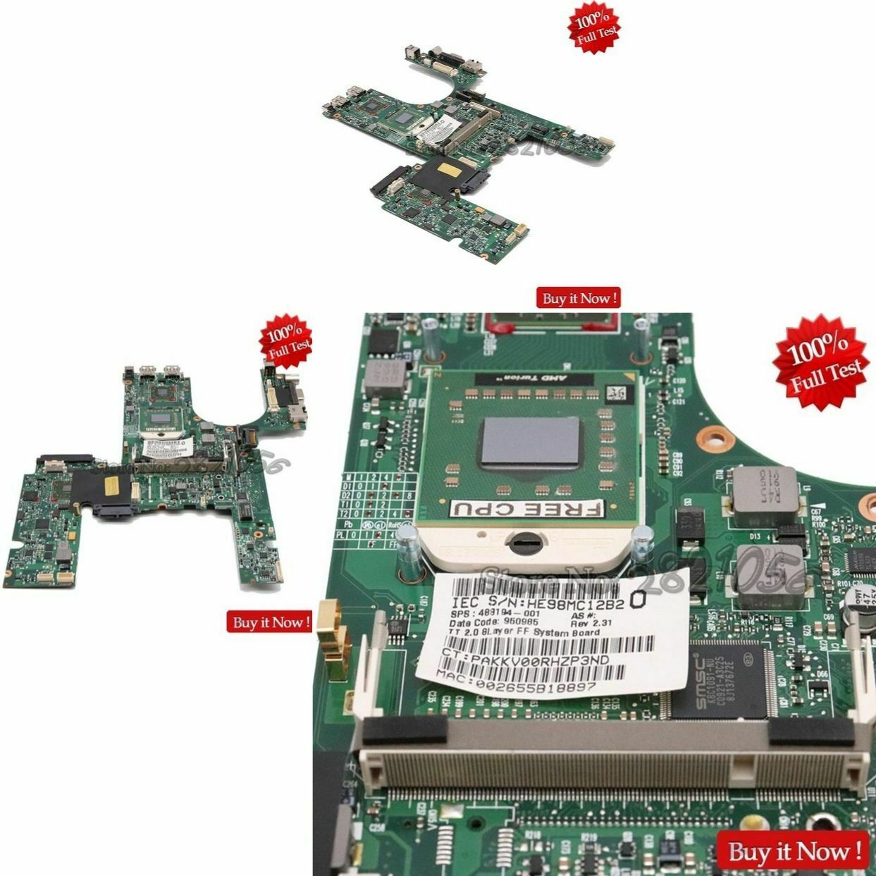 New Board For Hp Compaq 6535B 6735B 488194 001 Laptop Motherboard Socket S1 Ddr2 Hard Drive Interface: SATA - Click Image to Close